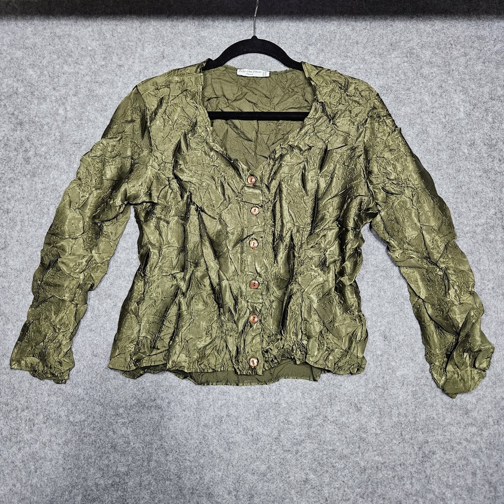 Pile ou Face‎ Paris Womens Green Stretch Shirt Made in France Size S/M